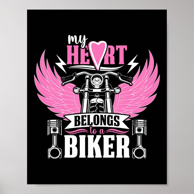 Motorrad mein Herz gehört einer Biker-Freundin Poster (Vorne)