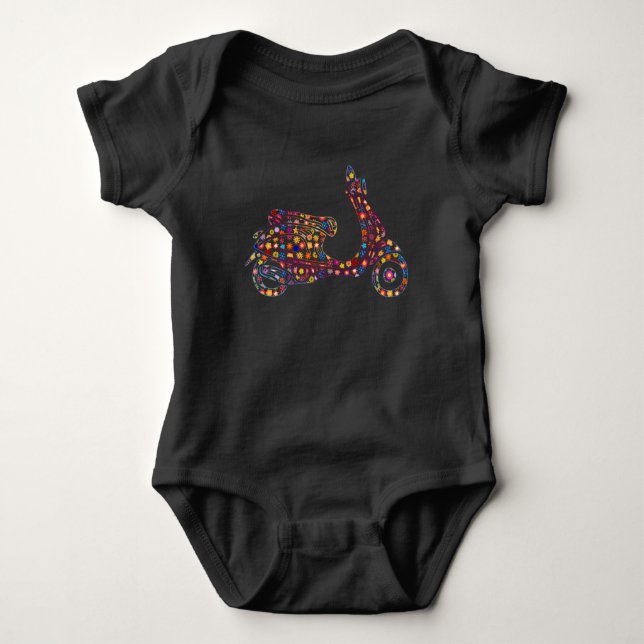 Motorrad mit Blume Baby Strampler (Vorderseite)