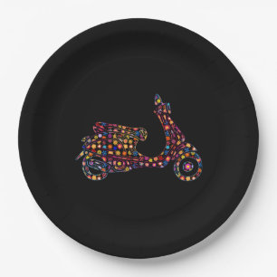 Motorrad mit Blume Pappteller