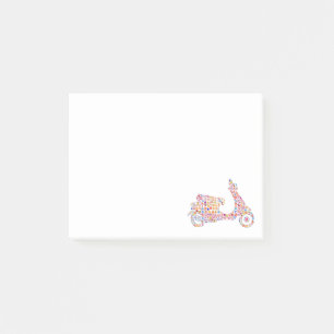 Motorrad mit Blume Post-it Klebezettel