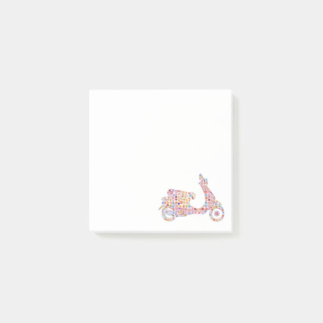 Motorrad mit Blume Post-it Klebezettel (Vorderseite)