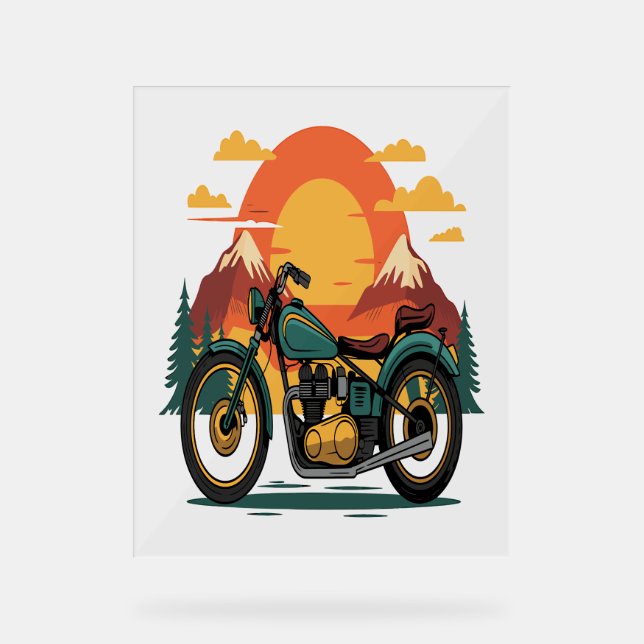 Motorrad mit US-Flagge, 4. Juli Acrylschild (Vorderseite)