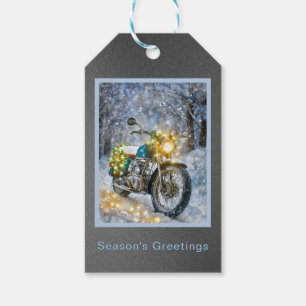 Motorrad mit Weihnachtslicht Geschenkanhänger