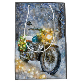 Motorrad mit Weihnachtslicht Mittlere Geschenktüte