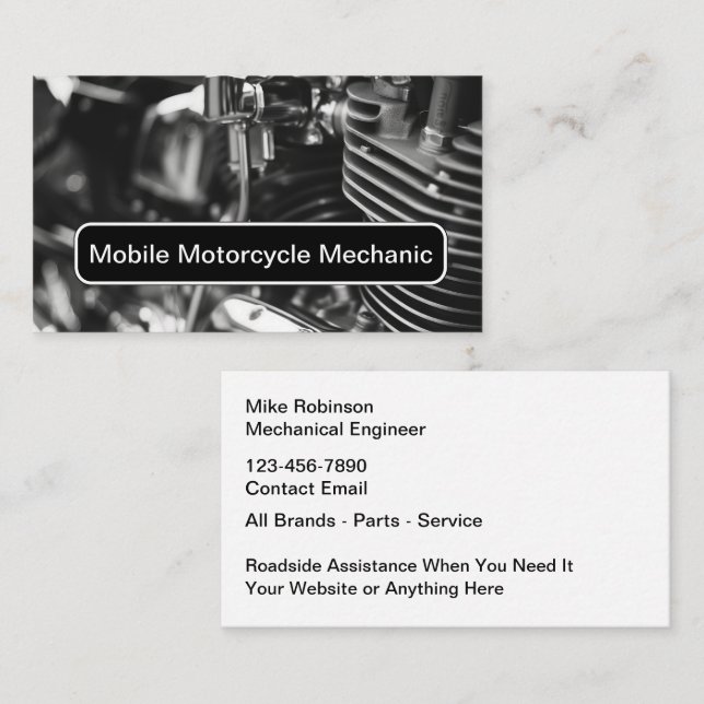 Motorrad-Mobiler-Mechaniker-Service Visitenkarte (Vorne/Hinten)