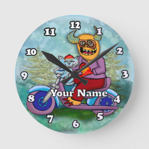 Motorrad-Monster Runde Wanduhr