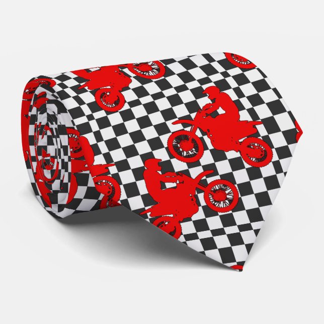 Motorrad-Motocross Racing Karo Flag Necktie Krawatte (Gerollt)