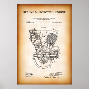 MOTORRAD MOTOR PATENT 1914 POSTER
