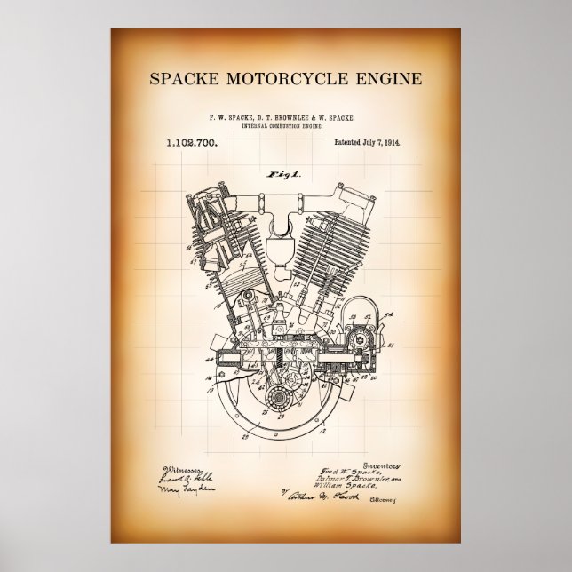 MOTORRAD MOTOR PATENT 1914 POSTER (Vorne)