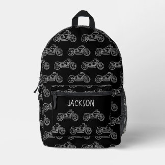 Motorrad Motorbike Schwarz Name Jungen Schule Bedruckter Rucksack