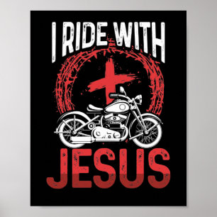 Motorrad-Motorrad-Fahrer I reise mit Jesus Poster