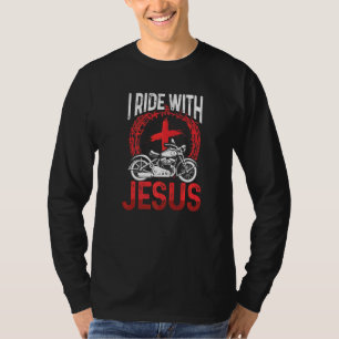 Motorrad-Motorrad-Fahrer I reise mit Jesus T-Shirt
