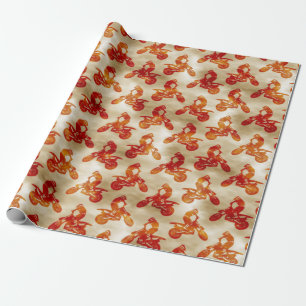 Motorrad-Motorrad-Liebe Orange Geschenkpapier
