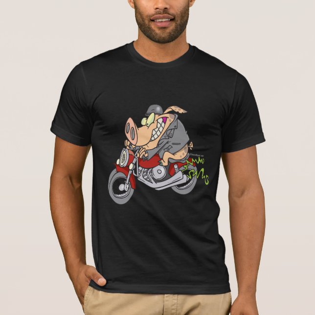 Motorrad-Motorrad-Motorradfahrer Cartoon T-Shirt (Vorderseite)