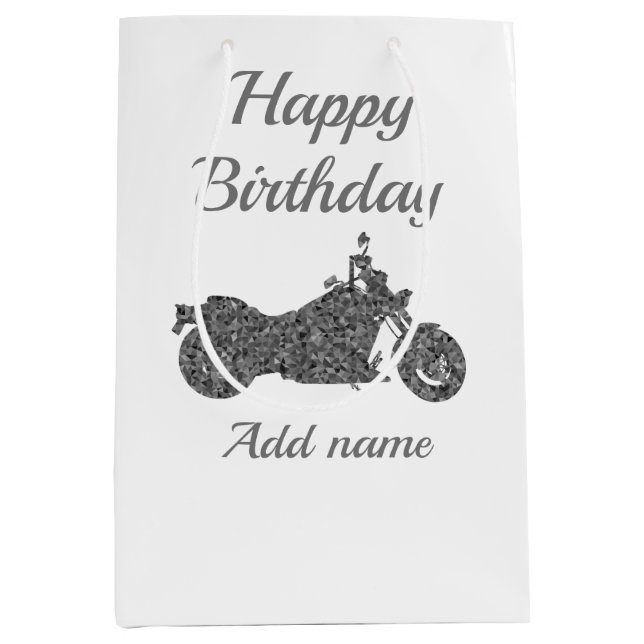 Motorrad-/Motorrad-personalisierte Geschenktasche Mittlere Geschenktüte (Vorderseite)