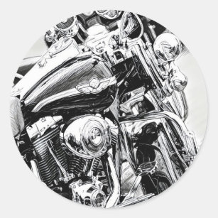 Motorrad-Motorrad-Skizze-Aufkleber Runder Aufkleber