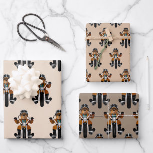 Motorrad-Motorrad-Spaß für Bulldog Geschenkpapier Set