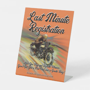 Motorrad-Poker-Run im Vintage-Look personalisiert Sockelschild