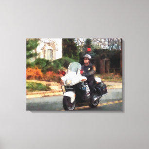 Motorrad-Polizist auf Patrouille Leinwanddruck