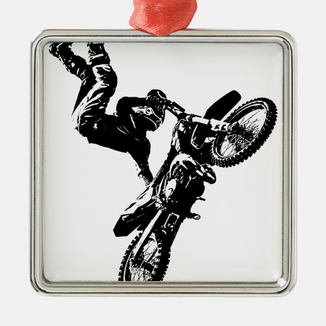 Motorrad-Pop-Kunst Motorrad-Akrobatik Silbernes Ornament (Vorne)