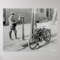 Motorrad Postman, 1909. Vintages Foto