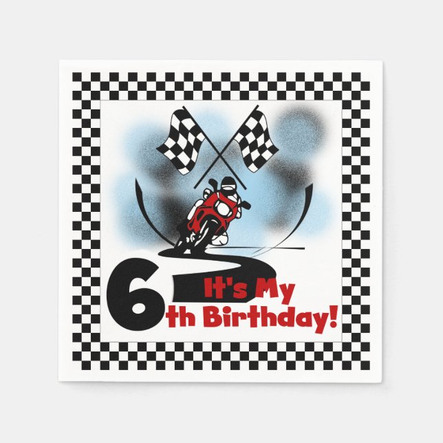 Motorrad Racing 6. Geburtstag Papier Napkins Serviette (Vorderseite)