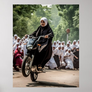 Motorrad Racing Nun Poster