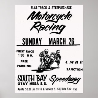 Motorrad Racing South Bay Speedway Otay Mesa Poster