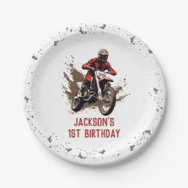 Motorrad Red Dirt Bike Geburtstagsparty Pappteller