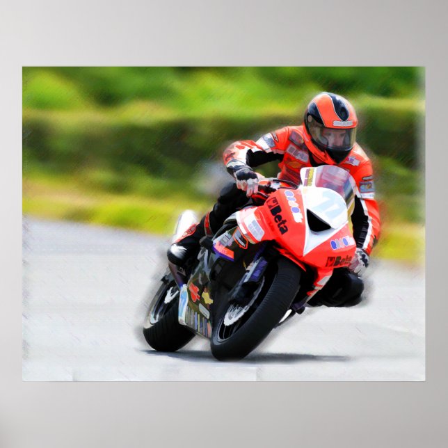 Motorrad Red Racer Poster (Vorne)