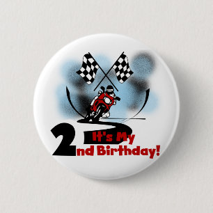 Motorrad-Rennen 2. Geburtstag Tshirts und Geschenk Button