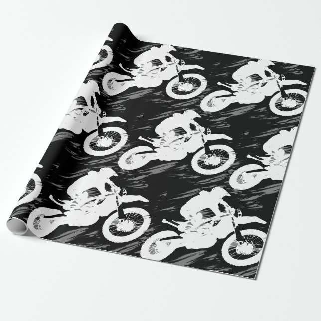 Motorrad-Rennen in Motocross Geschenkpapier (Ungerollt)