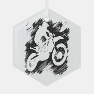 Motorrad-Rennen in Motocross Ornament Aus Glas