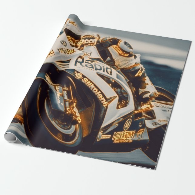Motorrad-Rennläufer Geschenkpapier (Ungerollt)