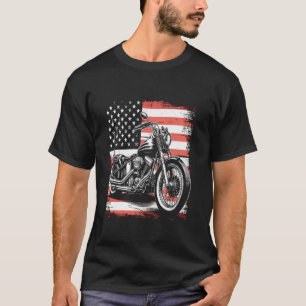 Motorrad Retro Biker Flagge USA T-Shirt