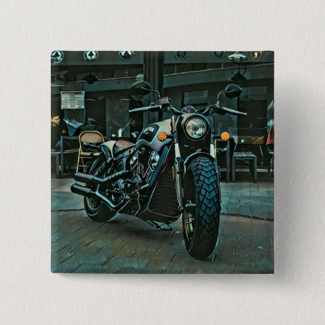 Motorrad-Retro-Geschenk Button (Vorderseite)