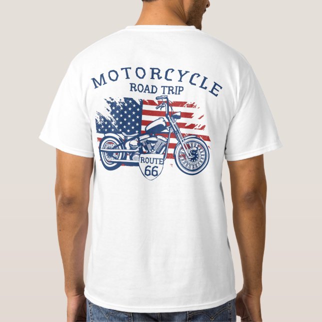 Motorrad Road Trip Route 66 USA Flag T - Shirt (Rückseite)