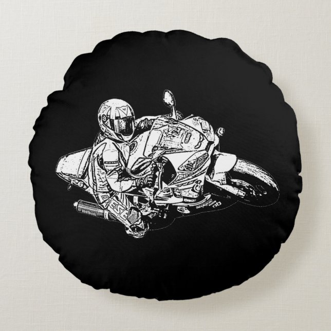 Motorrad Rundes Kissen (Vorderseite)