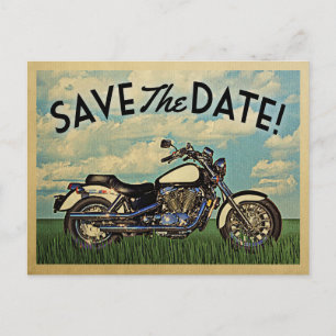 Motorrad Save the Date Vintag Biker Hochzeit Ankündigungspostkarte
