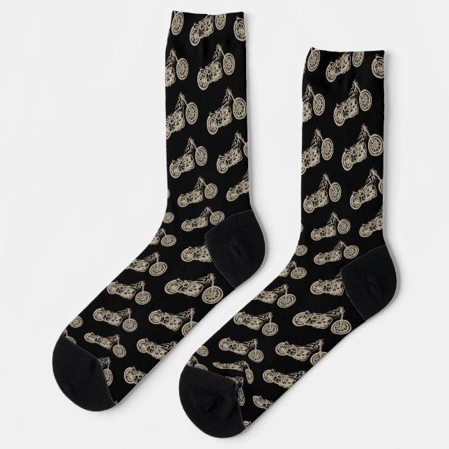 Motorrad-Silhouette Biker-Muster Socken (Linkes Detail)