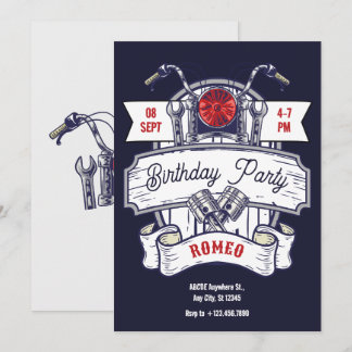 Motorrad-Sondergarage Ikonus Geburtstag Einladung