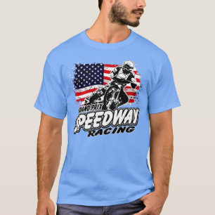 Motorrad Speedway American Flag Rack Race T-Shirt