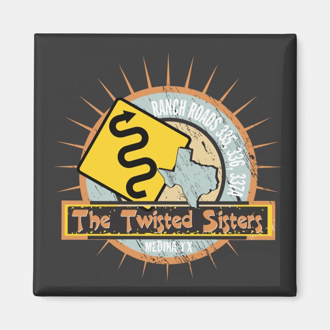 Motorrad-Straße die gedrehten Schwestern in Texas  Magnet (Vorne)