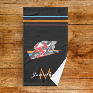 Motorrad-Thema Motorrad-Boys Name grau Handtuch