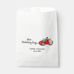 Motorrad und Beiwagen Braut und Bräutigam Hochzeit Geschenktütchen