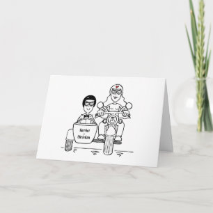 Motorrad und Beiwagen-Hochzeit Karte
