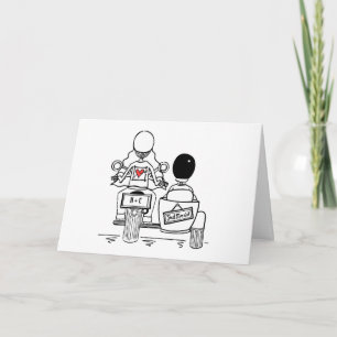 Motorrad und Beiwagen Hochzeit Karte