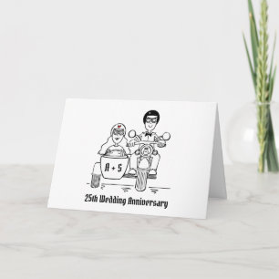 Motorrad und Beiwagen Hochzeitstag Karte