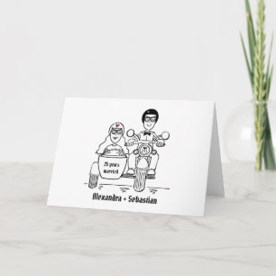 Motorrad und Beiwagen Hochzeitstag Karte