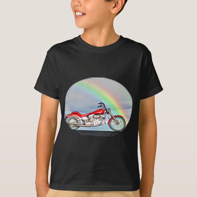 Motorrad und Regenbogen T-Shirt (Vorderseite)